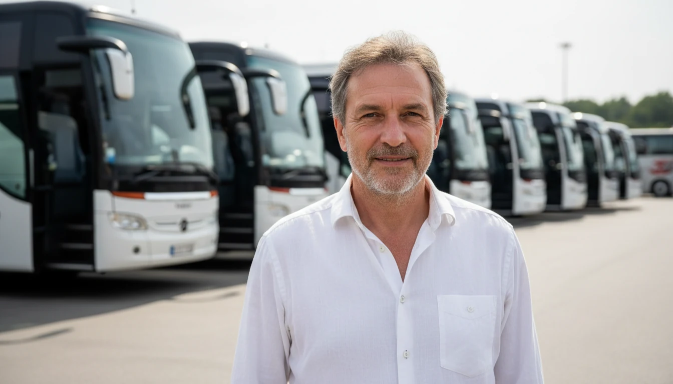 Responsable de flota junto a su equipo de vehículos